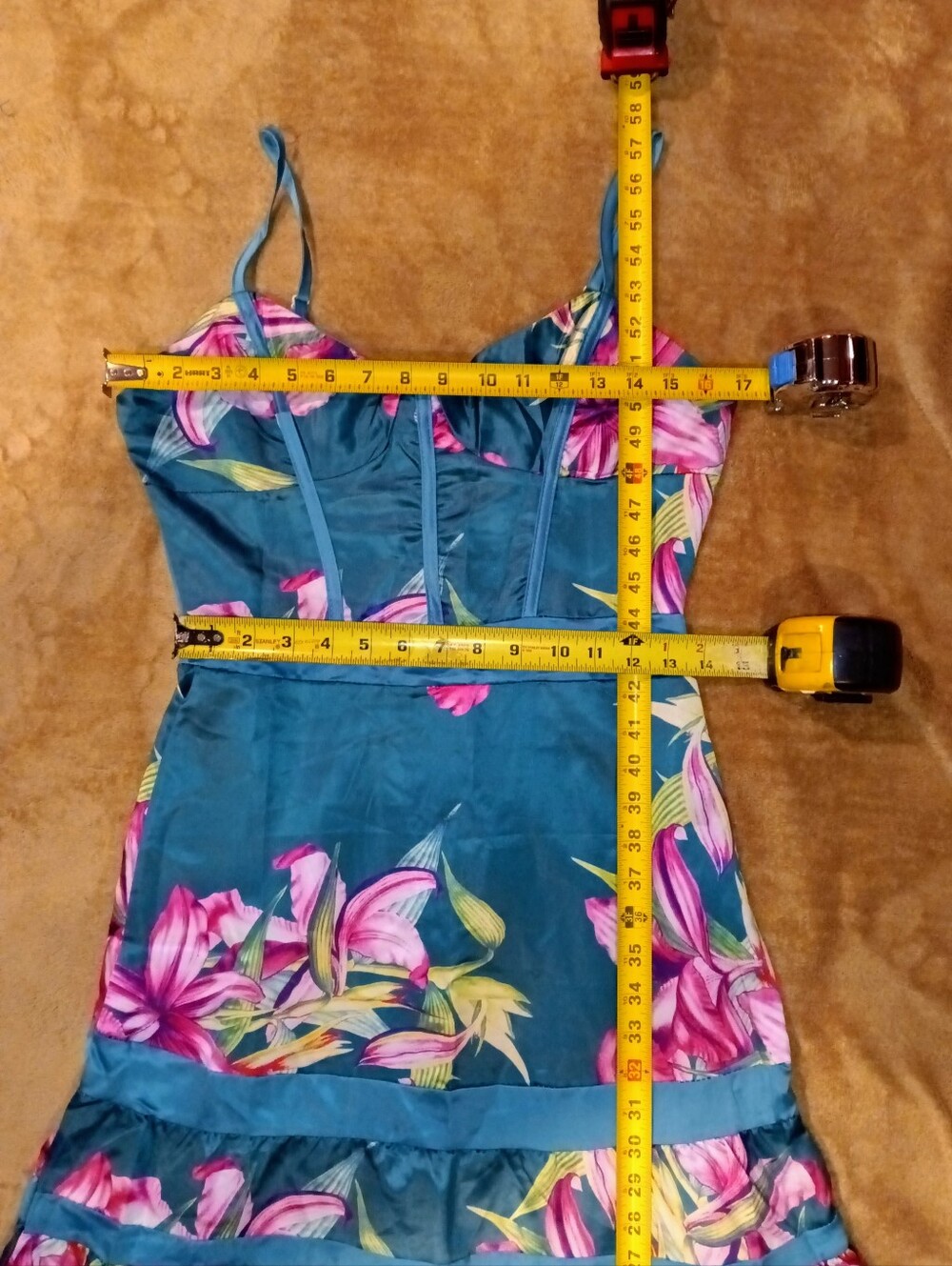 Teal Floral Spaghetti-Strap Maxi Dress